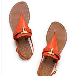 Tory Burch Orange Leather Sandals